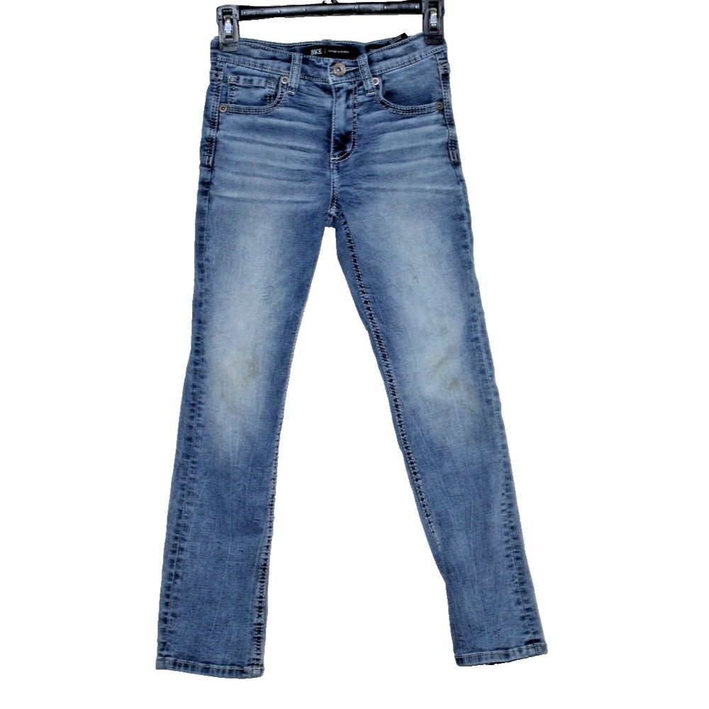 BKE Connor Straight Jeans Boys 12 Regular Blue Denim Buckle 24x26